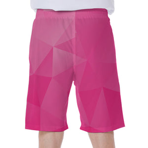 Pink Polygonal Geometric Print Men's Beach Shorts