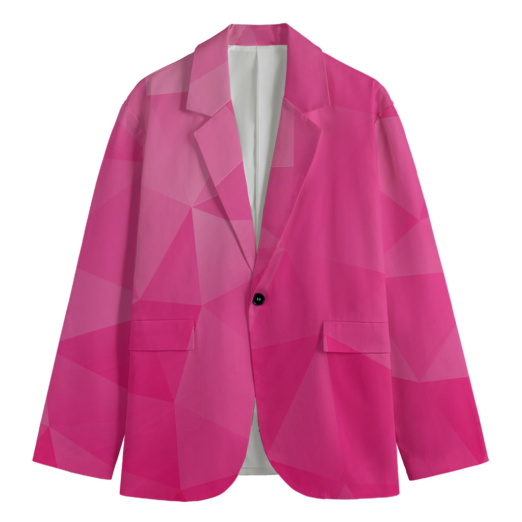 Pink Polygonal Geometric Print Men's Blazer