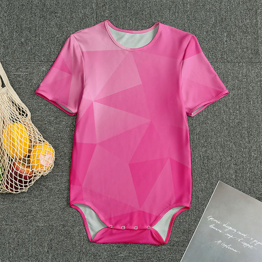 Pink Polygonal Geometric Print Men's Bodysuit