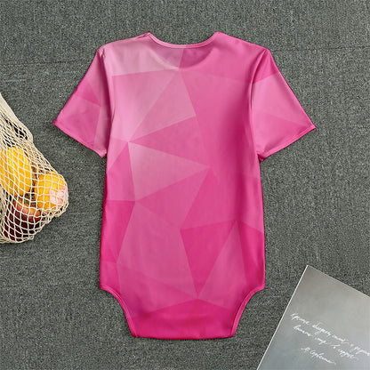 Pink Polygonal Geometric Print Men's Bodysuit