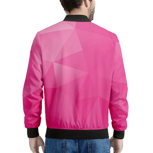 Pink Polygonal Geometric Print Men's Bomber Jacket