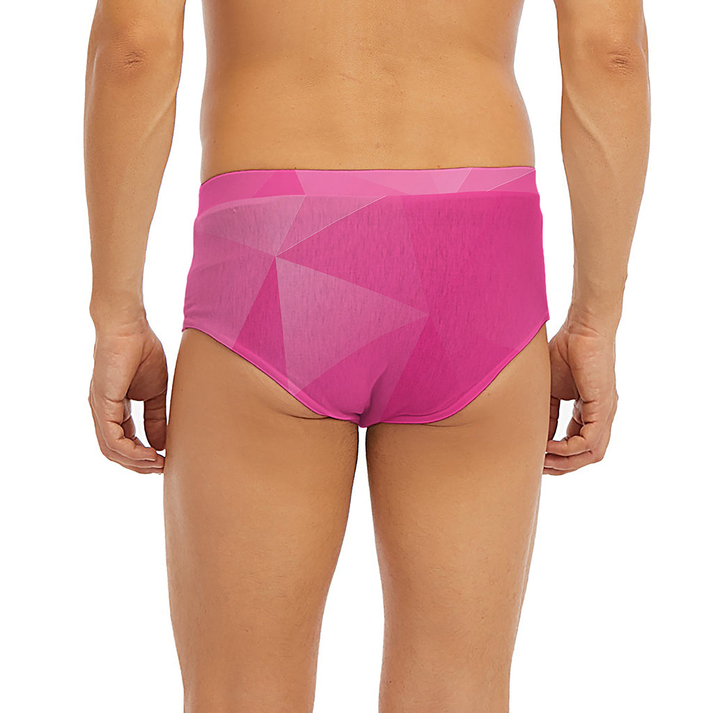 Pink Polygonal Geometric Print Men's Briefs