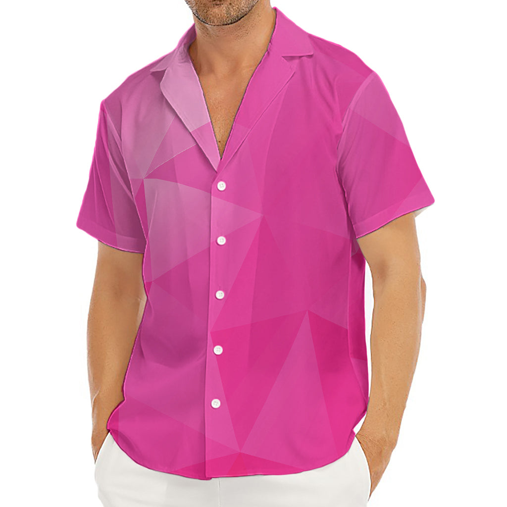 Pink Polygonal Geometric Print Men's Deep V-Neck Shirt