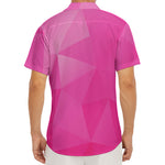 Pink Polygonal Geometric Print Men's Deep V-Neck Shirt