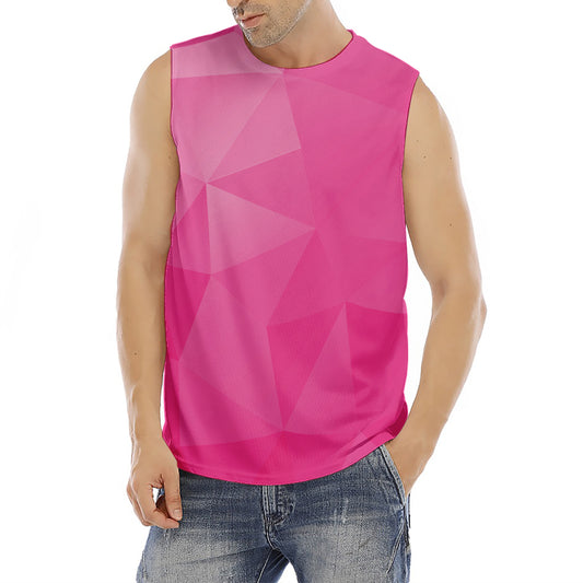 Pink Polygonal Geometric Print Men's Fitness Tank Top