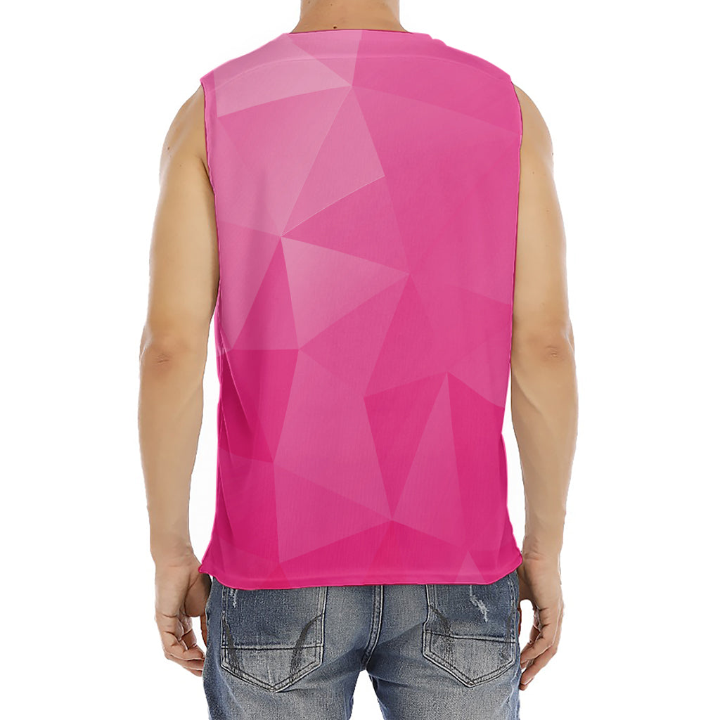 Pink Polygonal Geometric Print Men's Fitness Tank Top