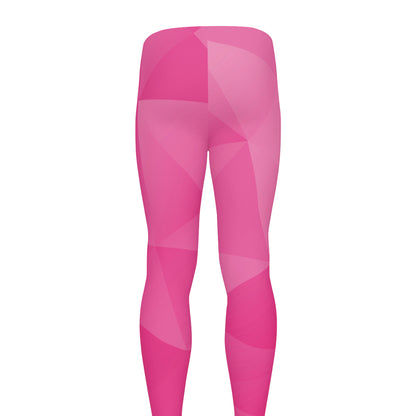 Pink Polygonal Geometric Print Men's leggings