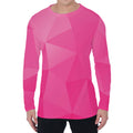 Pink Polygonal Geometric Print Men's Long Sleeve T-Shirt