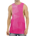Pink Polygonal Geometric Print Men's Muscle Tank Top