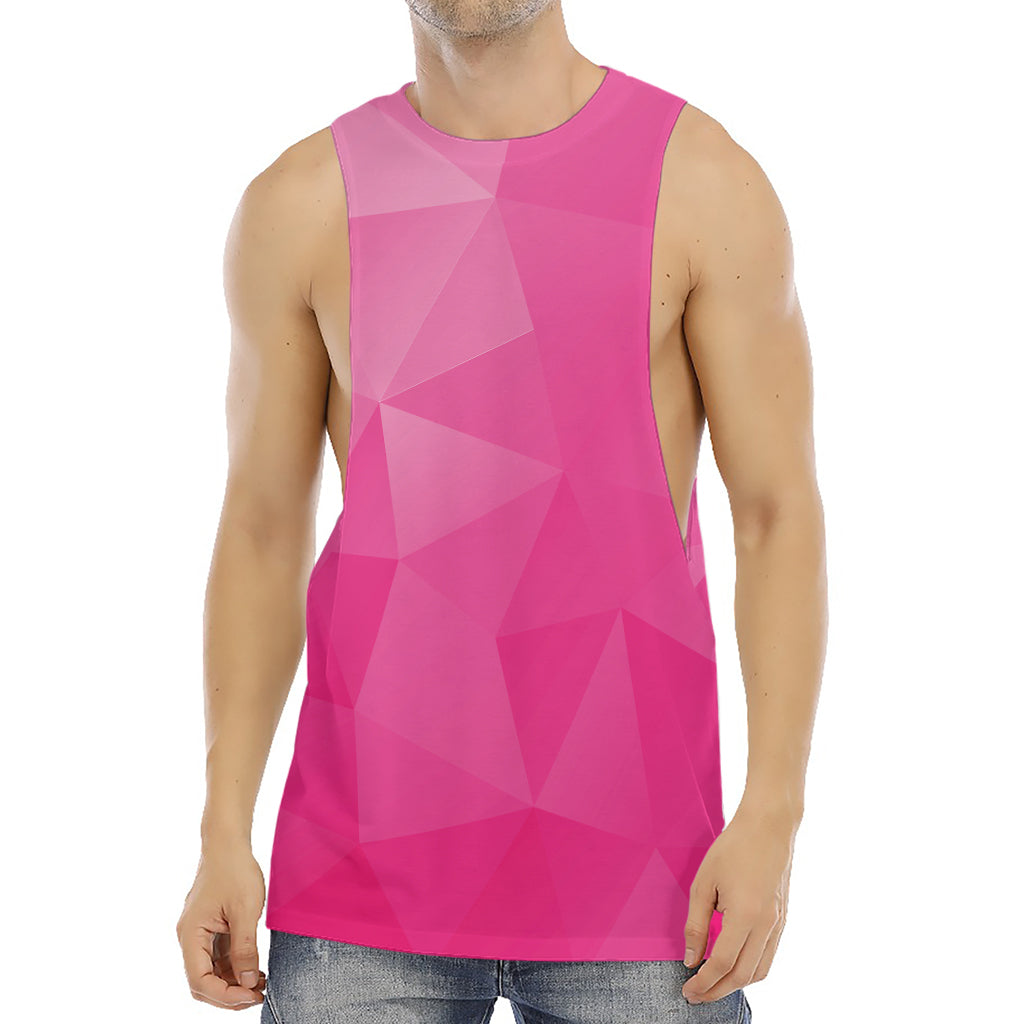 Pink Polygonal Geometric Print Men's Muscle Tank Top