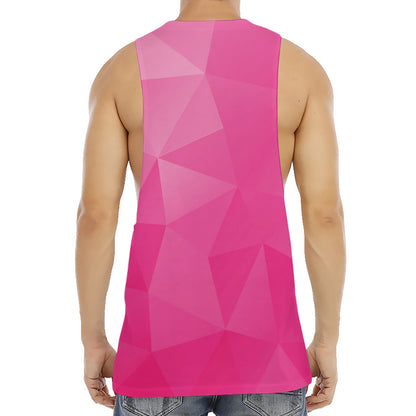 Pink Polygonal Geometric Print Men's Muscle Tank Top