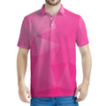 Pink Polygonal Geometric Print Men's Polo Shirt