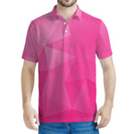 Pink Polygonal Geometric Print Men's Polo Shirt