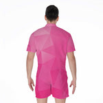 Pink Polygonal Geometric Print Men's Rompers