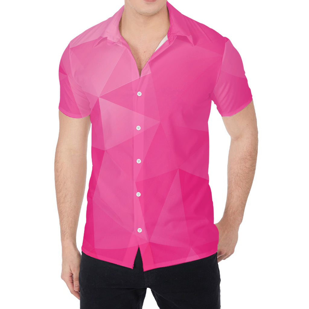 Pink Polygonal Geometric Print Men's Shirt