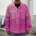 Pink Polygonal Geometric Print Men's Shirt Jacket