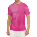 Pink Polygonal Geometric Print Men's Short Sleeve Rash Guard