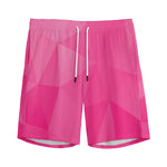 Pink Polygonal Geometric Print Men's Sports Shorts
