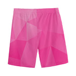 Pink Polygonal Geometric Print Men's Sports Shorts