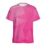 Pink Polygonal Geometric Print Men's Sports T-Shirt