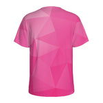 Pink Polygonal Geometric Print Men's Sports T-Shirt