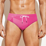 Pink Polygonal Geometric Print Men's Swim Briefs