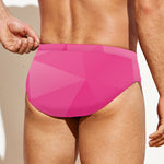 Pink Polygonal Geometric Print Men's Swim Briefs