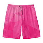 Pink Polygonal Geometric Print Men's Swim Trunks
