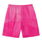 Pink Polygonal Geometric Print Men's Swim Trunks