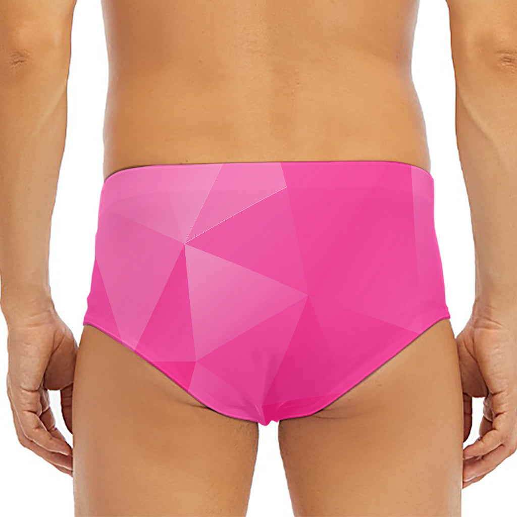 Pink Polygonal Geometric Print Men's Triangle Swim Briefs