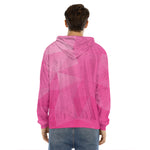 Pink Polygonal Geometric Print Men's Velvet Pullover Hoodie