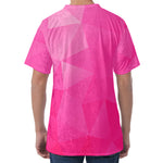 Pink Polygonal Geometric Print Men's Velvet T-Shirt