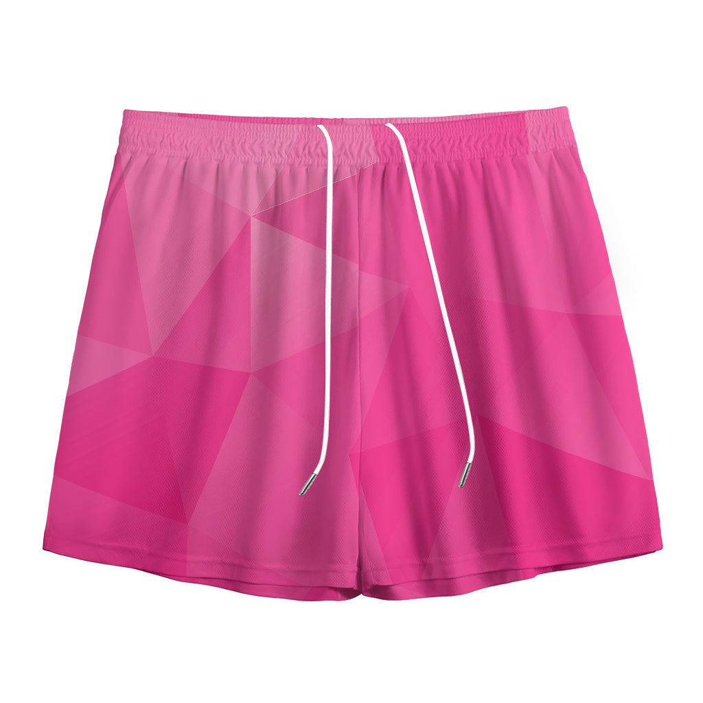 Pink Polygonal Geometric Print Mesh Shorts