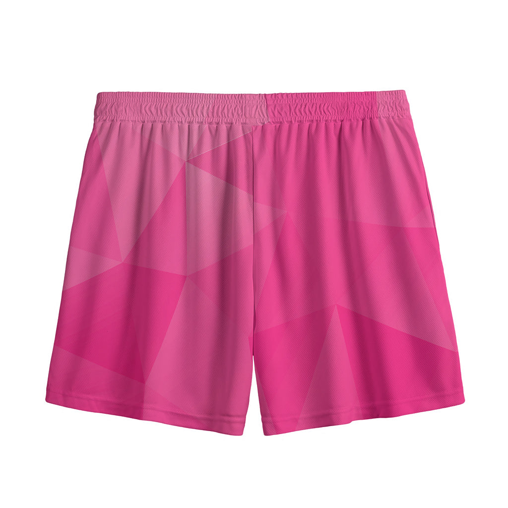 Pink Polygonal Geometric Print Mesh Shorts