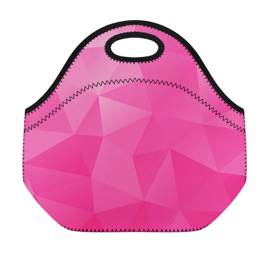 Pink Polygonal Geometric Print Neoprene Lunch Bag
