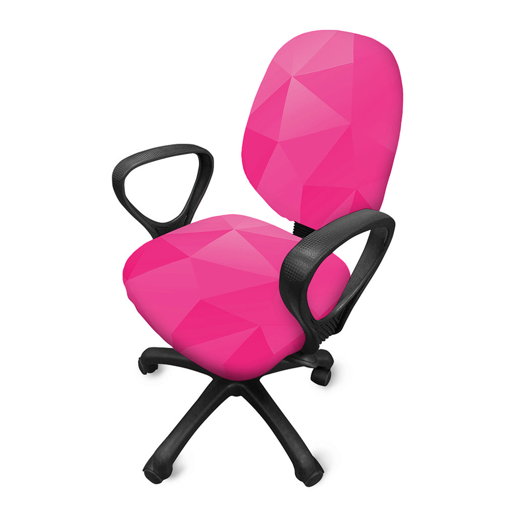 Pink Polygonal Geometric Print Office Chair Cover