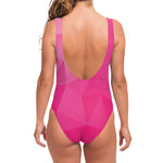 Pink Polygonal Geometric Print One Piece Swimsuit