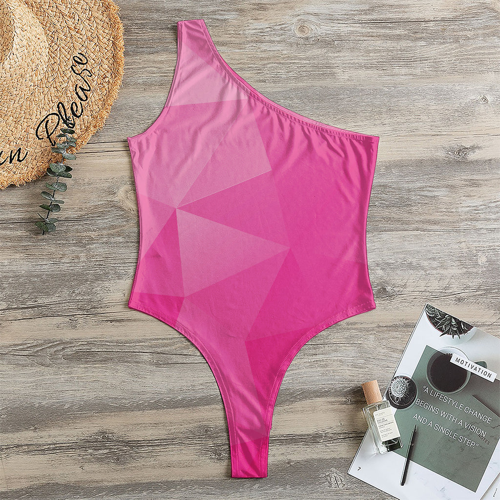 Pink Polygonal Geometric Print One Shoulder Bodysuit