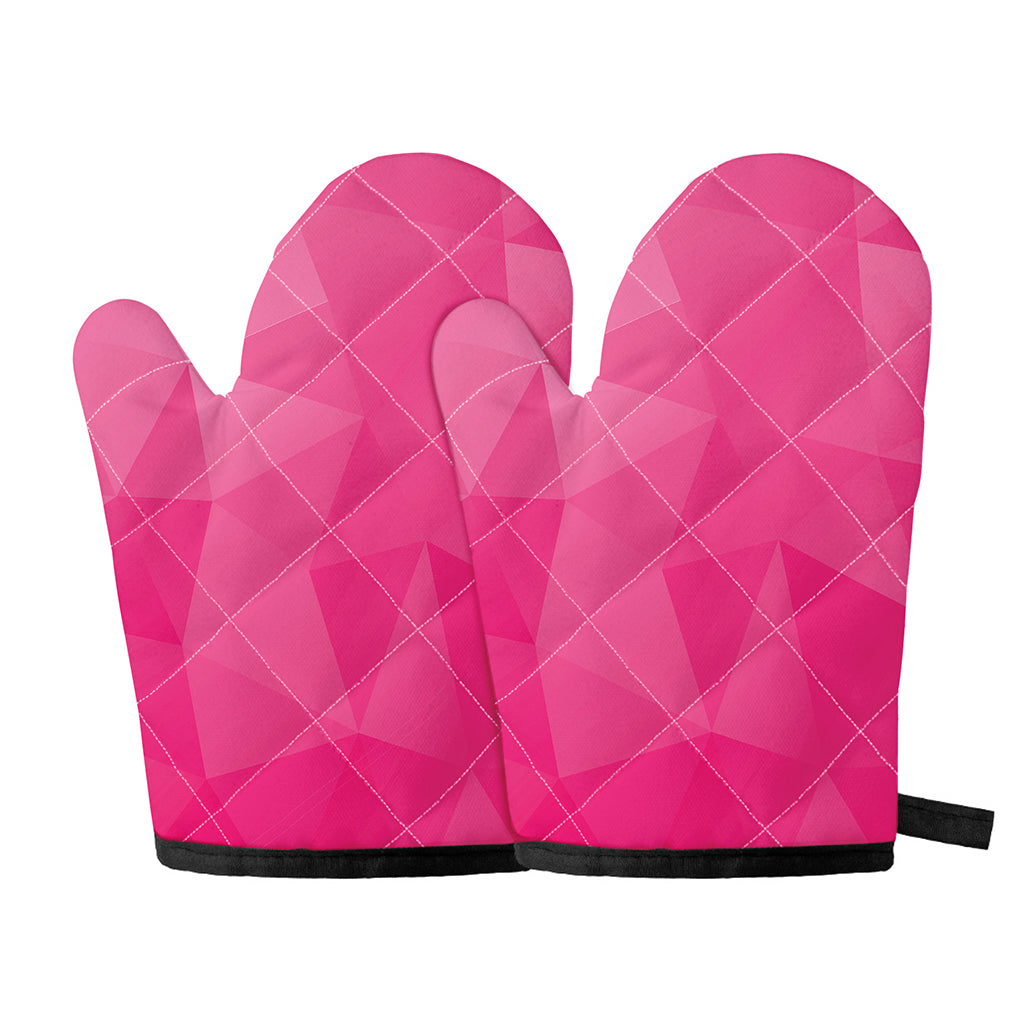Pink Polygonal Geometric Print Oven Mitts