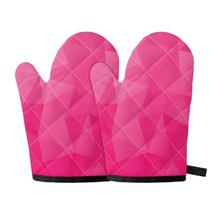 Pink Polygonal Geometric Print Oven Mitts