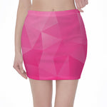 Pink Polygonal Geometric Print Pencil Mini Skirt