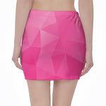 Pink Polygonal Geometric Print Pencil Mini Skirt