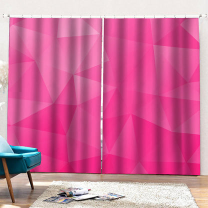 Pink Polygonal Geometric Print Pencil Pleat Curtains