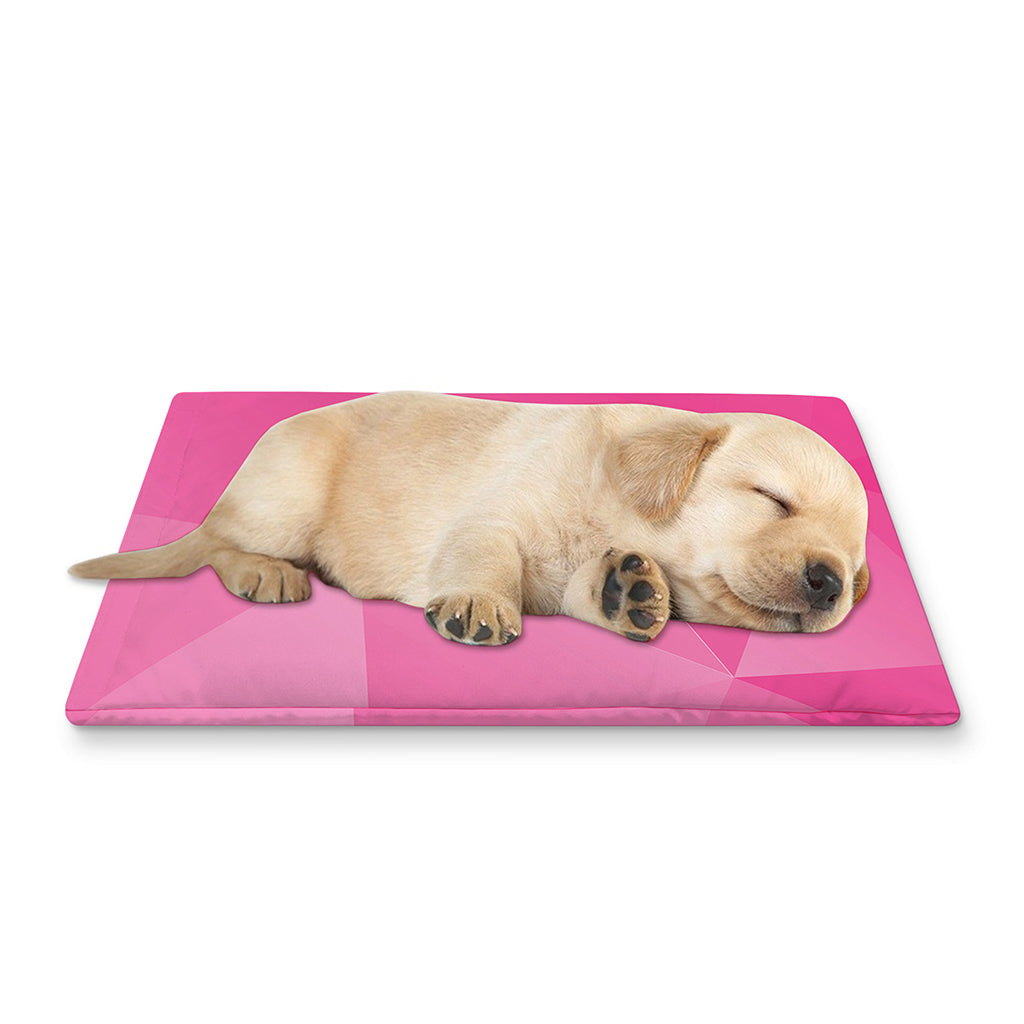 Pink Polygonal Geometric Print Pet Cooling Mat Cover