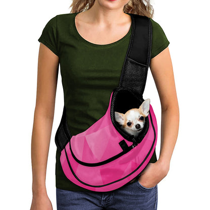 Pink Polygonal Geometric Print Pet Sling Carrier