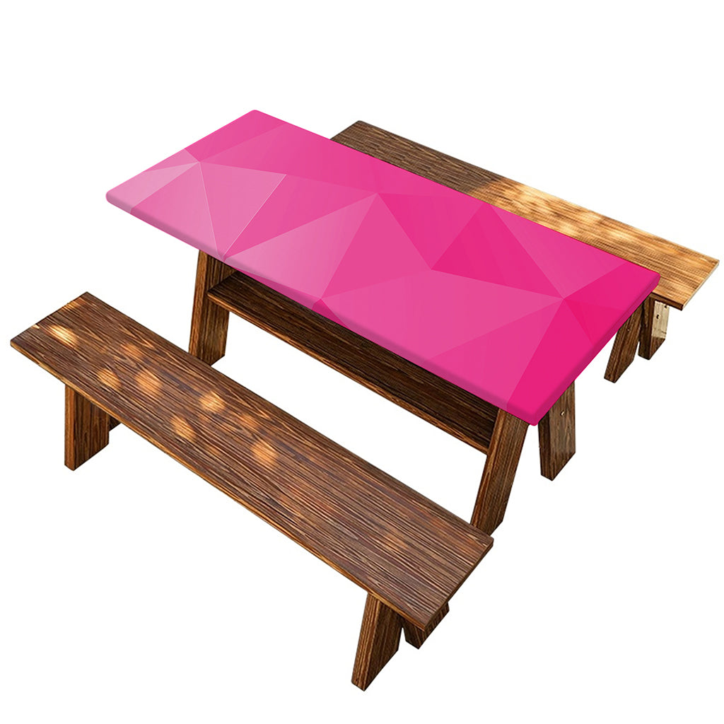 Pink Polygonal Geometric Print Picnic Table Cover