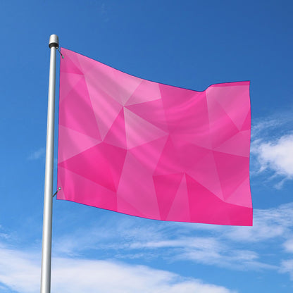 Pink Polygonal Geometric Print Polyester Flag
