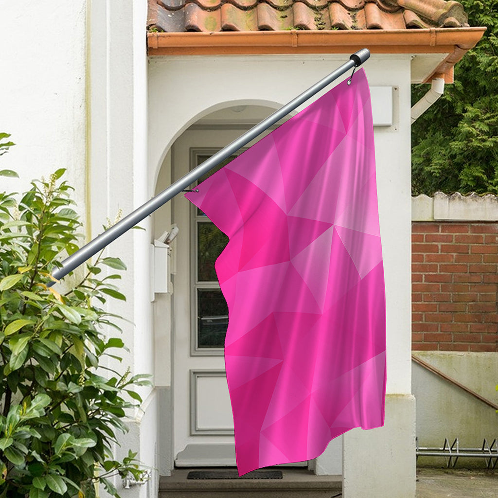 Pink Polygonal Geometric Print Polyester Flag