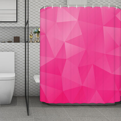 Pink Polygonal Geometric Print Polyester Shower Curtain