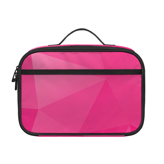 Pink Polygonal Geometric Print Portable Lunch Bag